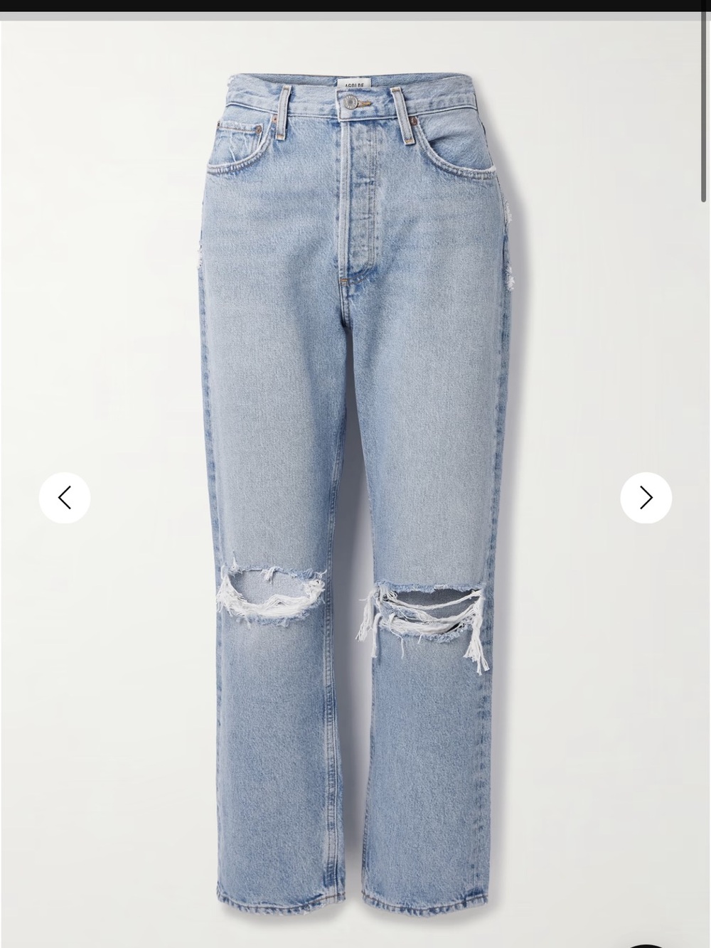 Agolde 90s distressed mid rise straight leg jean